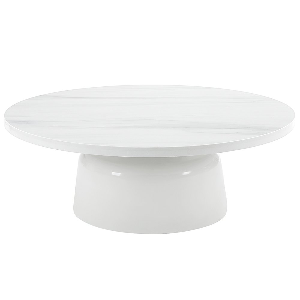 Zaid Coffee Table Engineering Marble & White High Gloss. Picture 2