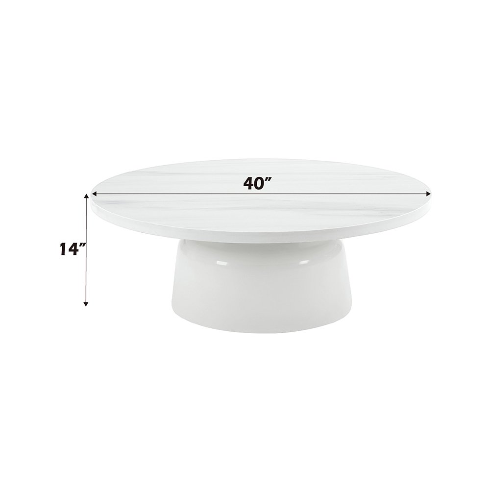 Zaid Coffee Table Engineering Marble & White High Gloss. Picture 5