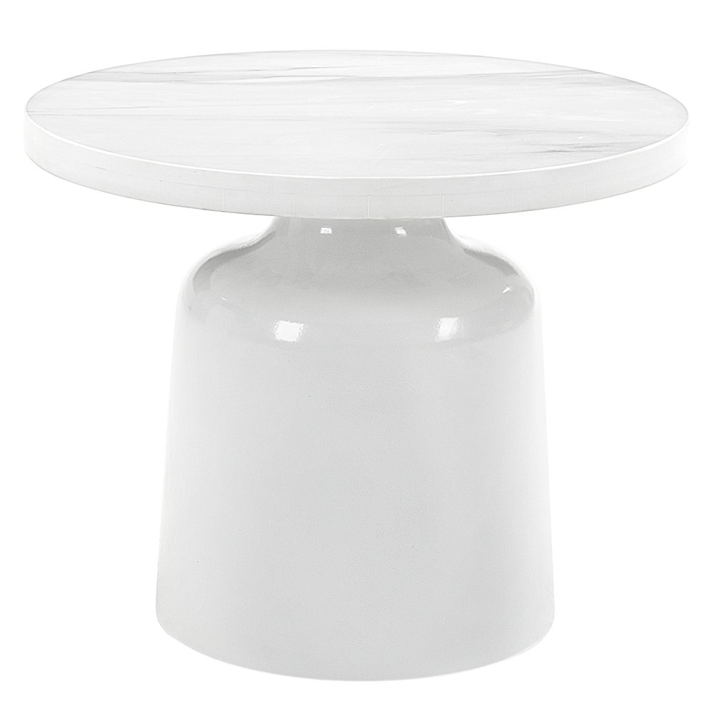 Zaid End Table Engineering Marble & White High Gloss. Picture 2