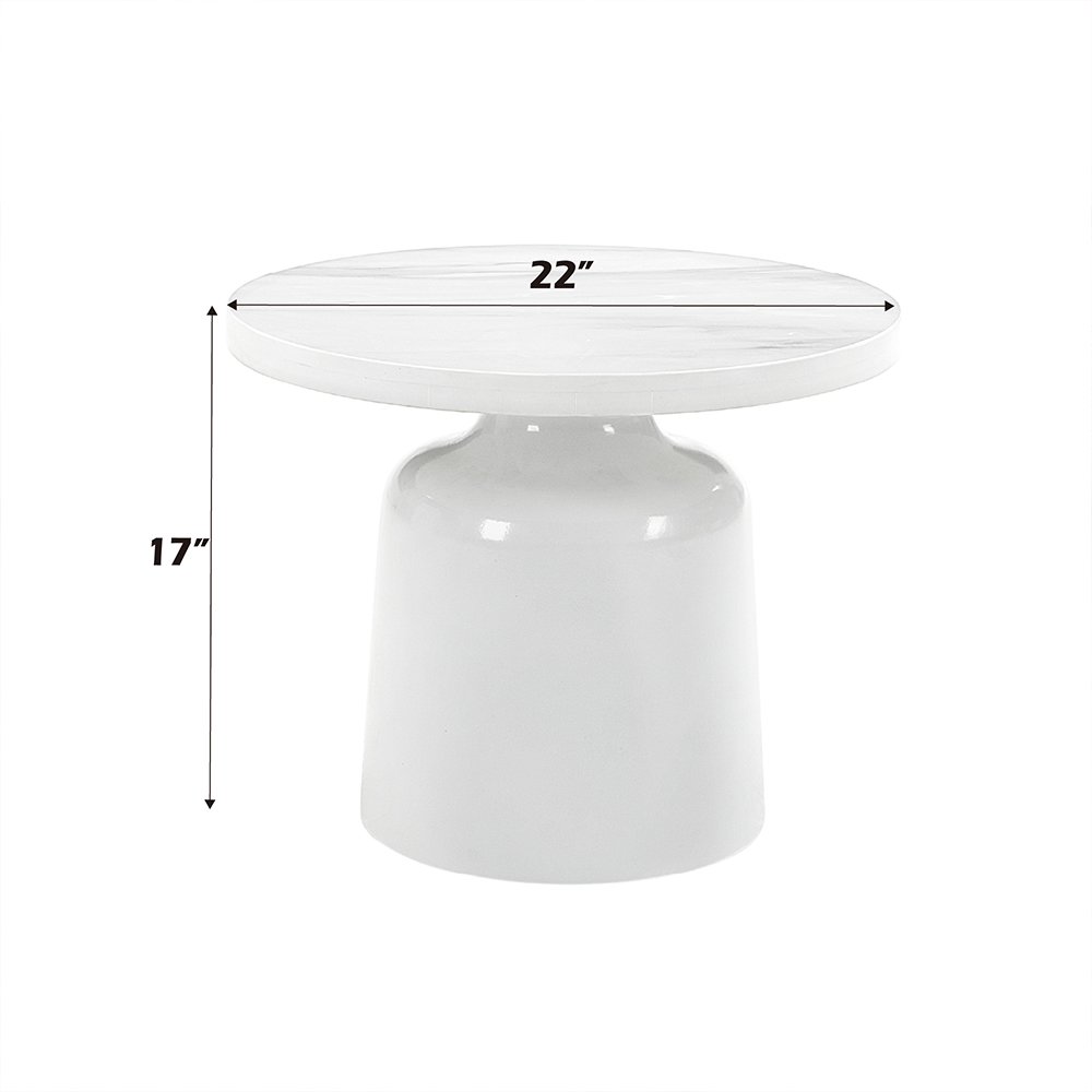 Zaid End Table Engineering Marble & White High Gloss. Picture 5
