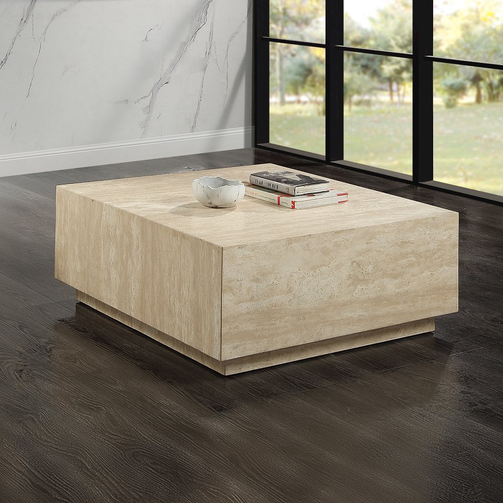 Deon Coffee Table w/Natrual Marble Top Beige Natrual Marble. Picture 1