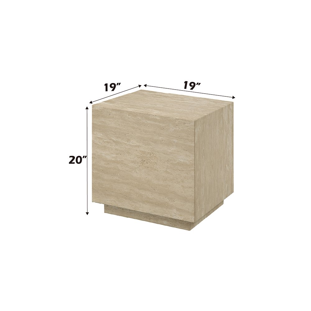 Deon End Table  w/Natrual Marble Top Beige Natrual Marble. Picture 6