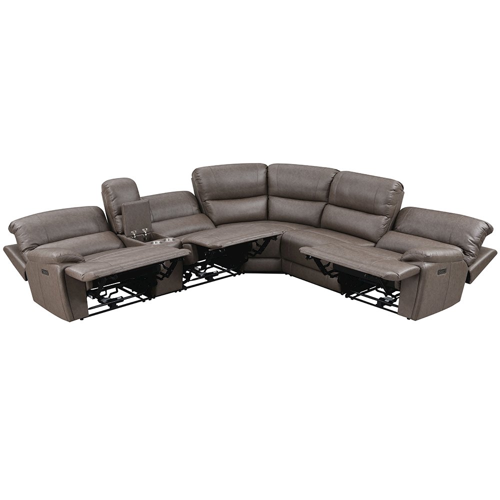 Kantu Motion Sectional Sofa Brown Synthetic Leather. Picture 3