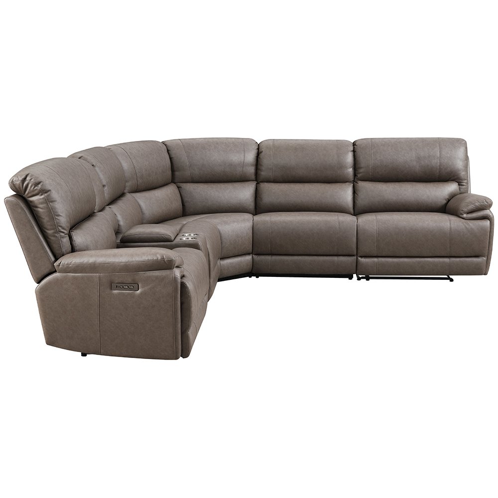 Kantu Motion Sectional Sofa Brown Synthetic Leather. Picture 4