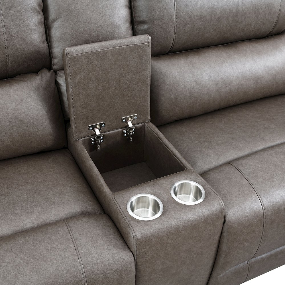 Kantu Motion Sectional Sofa Brown Synthetic Leather. Picture 6