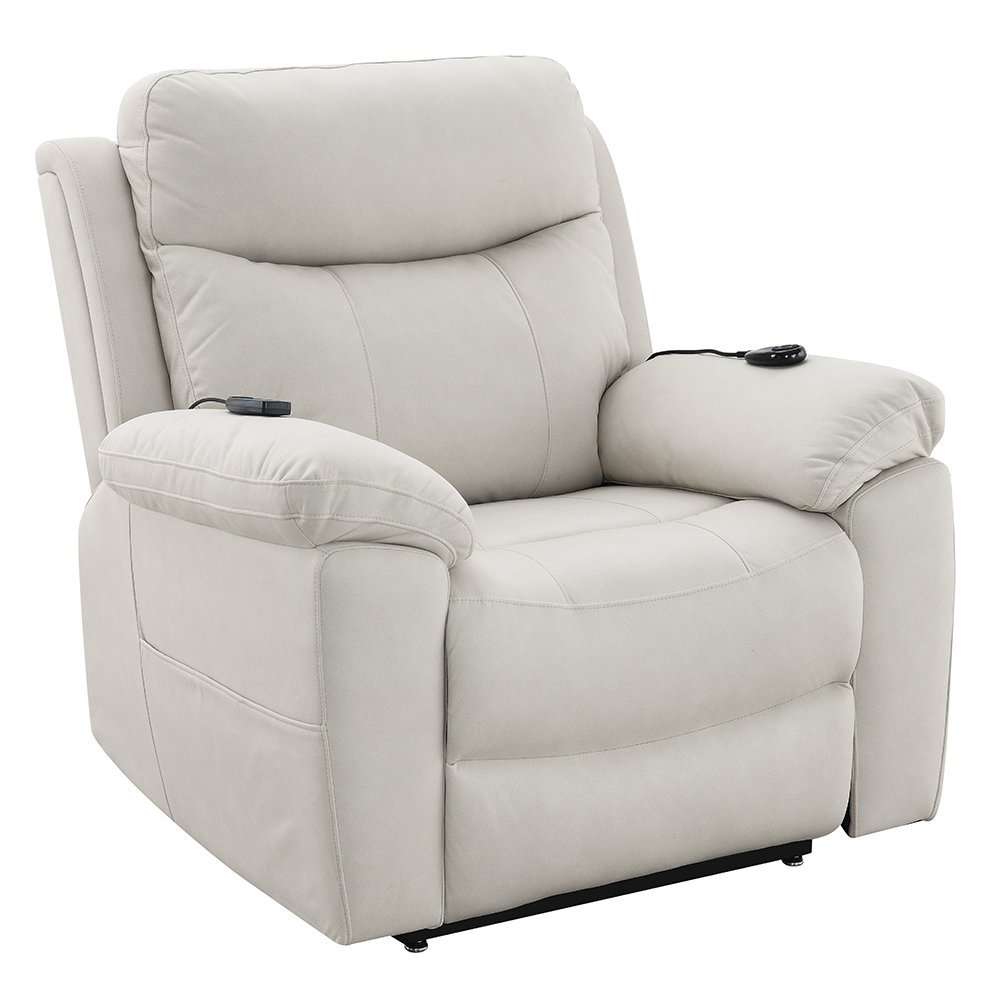 Chriki Power Recliner w/Lift & Heating & Massage Beige Polished Microfiber. Picture 8