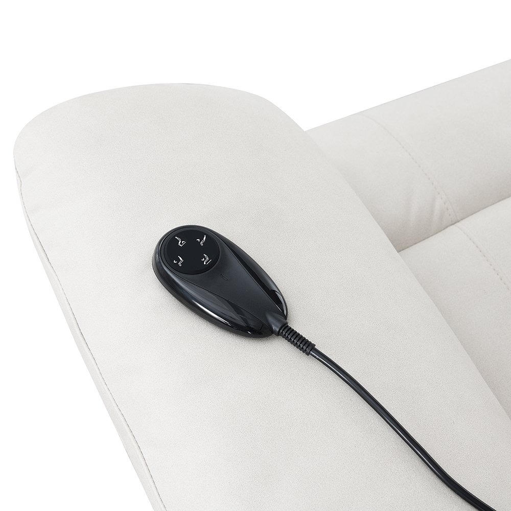 Chriki Power Recliner w/Lift & Heating & Massage Beige Polished Microfiber. Picture 4