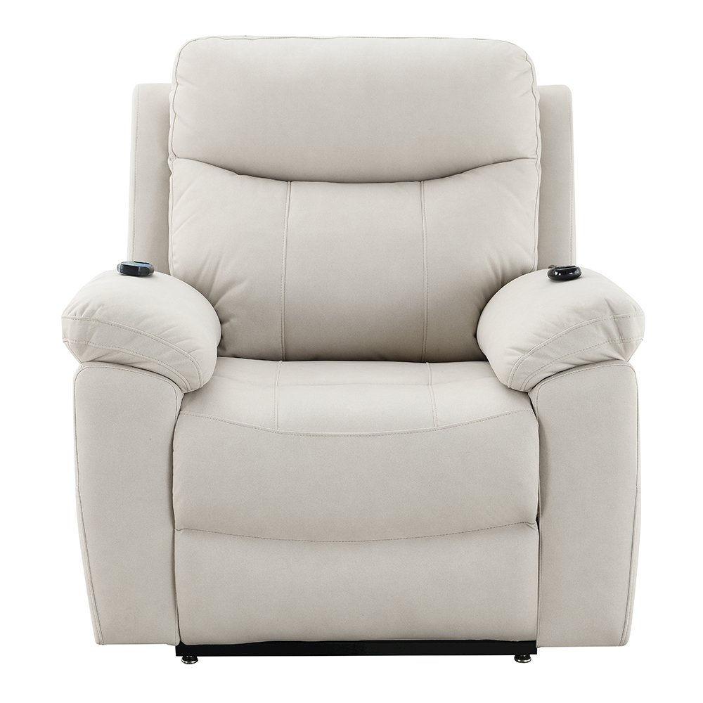 Chriki Power Recliner w/Lift & Heating & Massage Beige Polished Microfiber. Picture 9