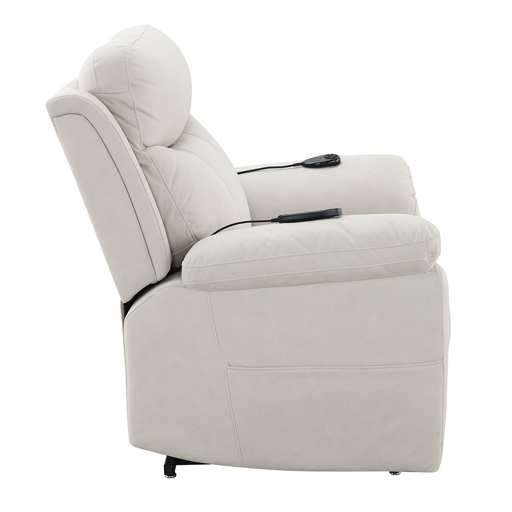 Chriki Power Recliner w/Lift & Heating & Massage Beige Polished Microfiber. Picture 10