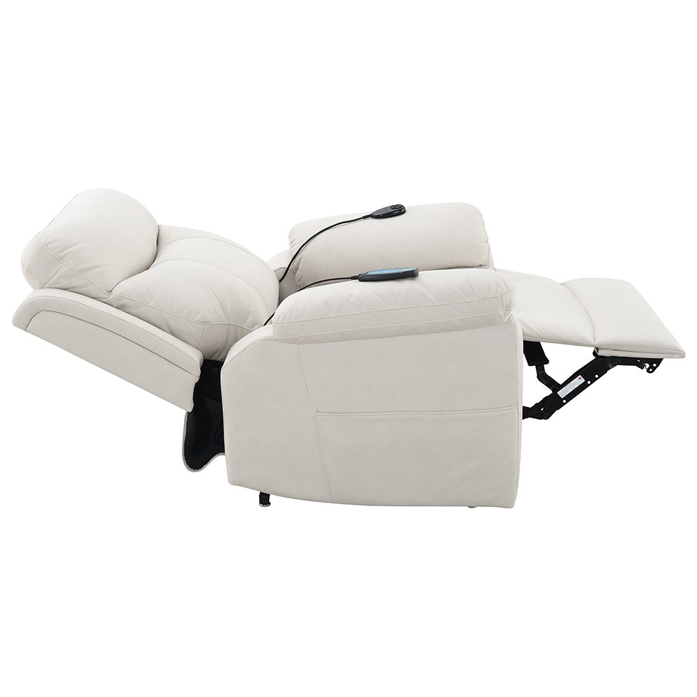 Chriki Power Recliner w/Lift & Heating & Massage Beige Polished Microfiber. Picture 1