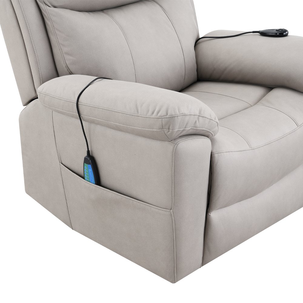 Chriki Power Recliner w/Lift & Heating & Massage Light Gray Polished Microfiber. Picture 9