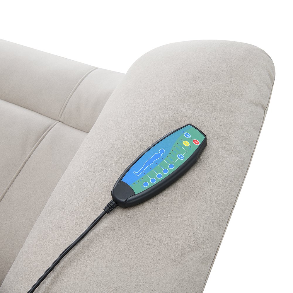 Chriki Power Recliner w/Lift & Heating & Massage Light Gray Polished Microfiber. Picture 10