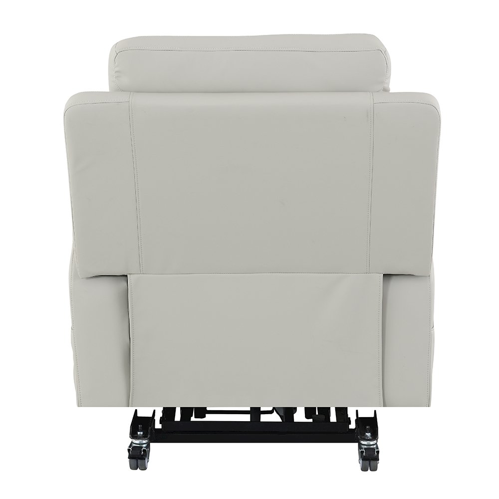 Marsha Power Recliner w/Lift & Massage Light Gray Silicone Synthetic Leather. Picture 5