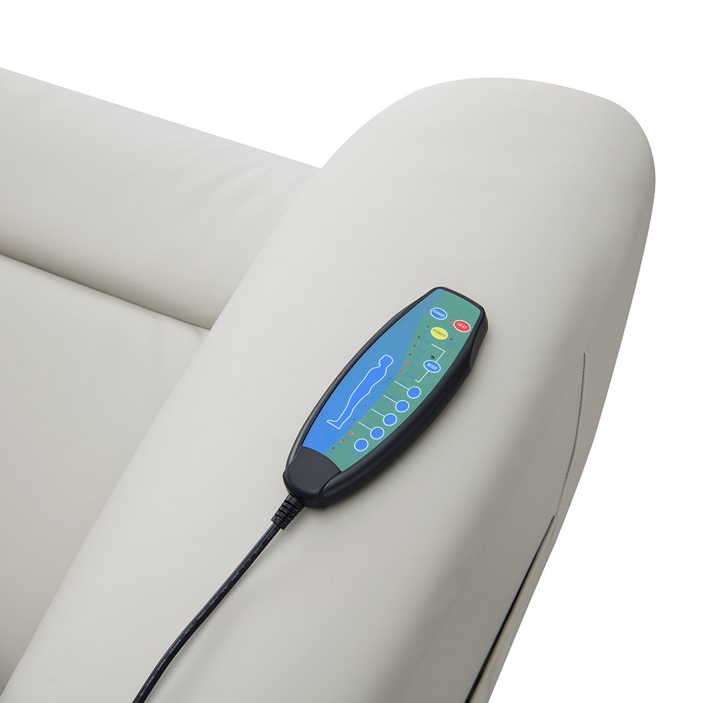 Marsha Power Recliner w/Lift & Massage Light Gray Silicone Synthetic Leather. Picture 8