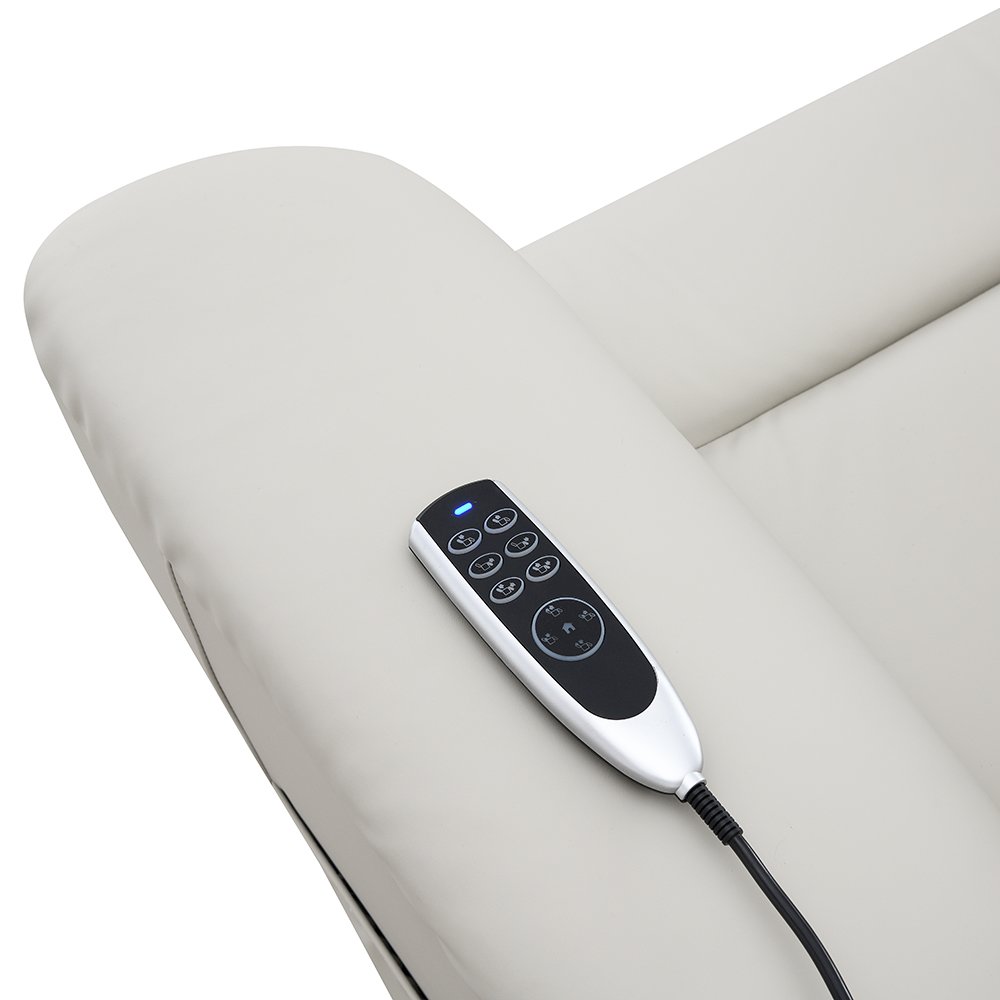 Marsha Power Recliner w/Lift & Massage Light Gray Silicone Synthetic Leather. Picture 9