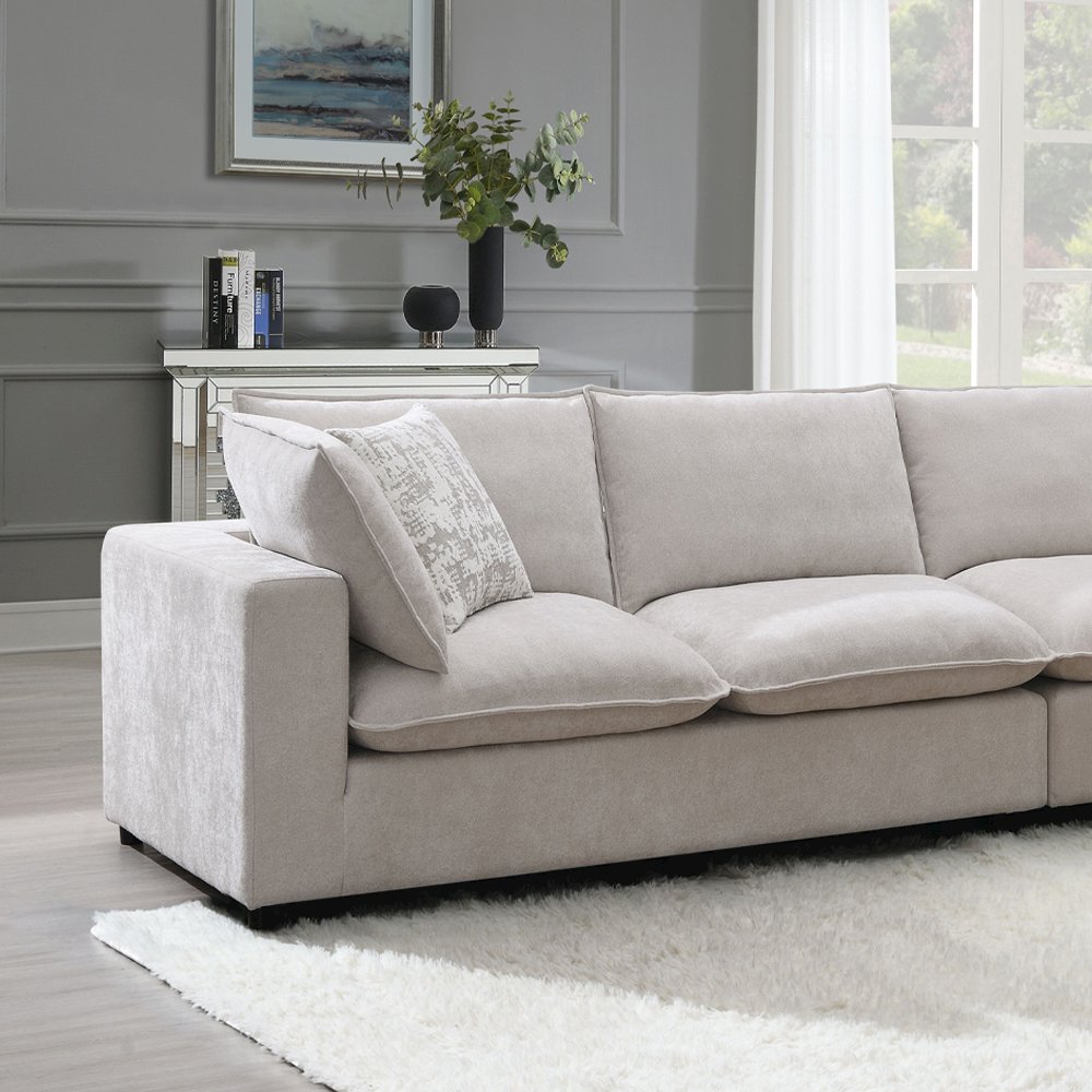 Marisa Modular LF Loveseat w/2 Pillows Beige Boucle. Picture 1