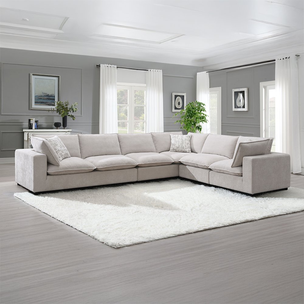 Marisa Modular RF Loveseat w/2 Pillows Beige Boucle. Picture 9