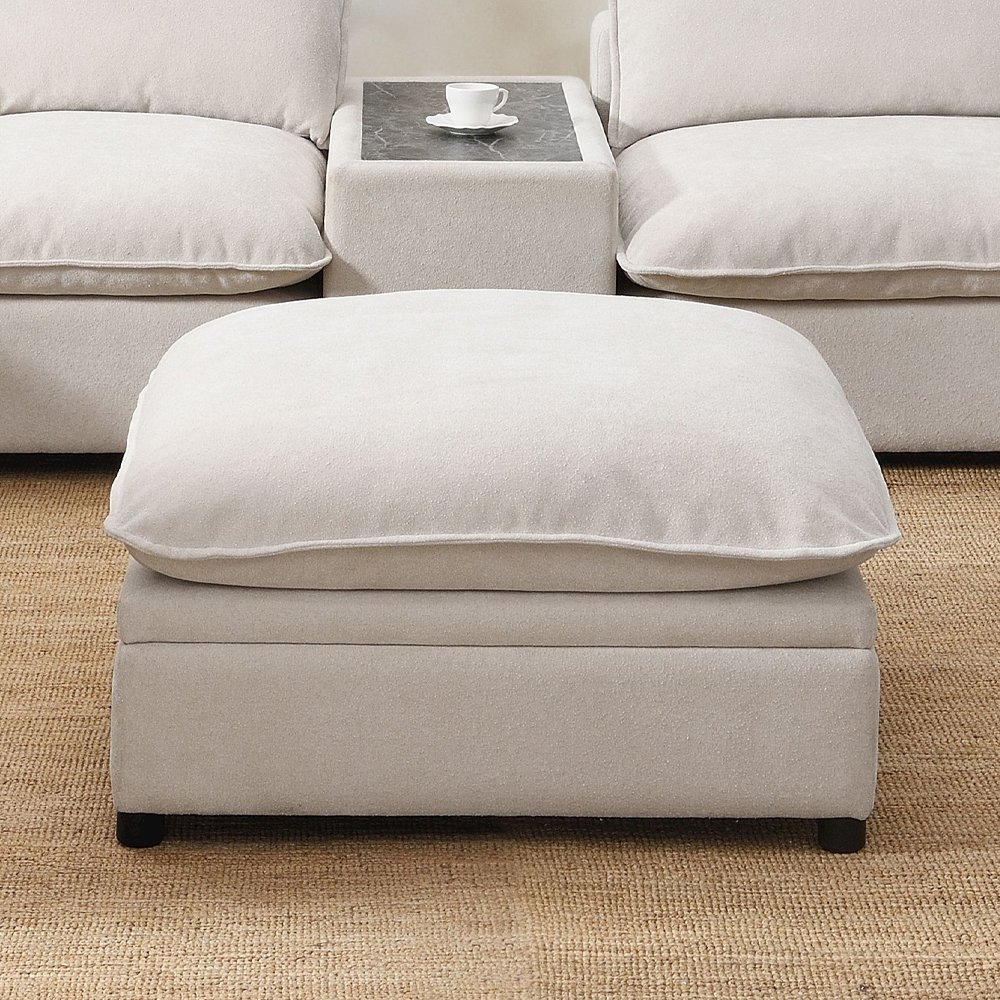 Marisa Modular Ottoman w/Storage Beige Boucle. Picture 1