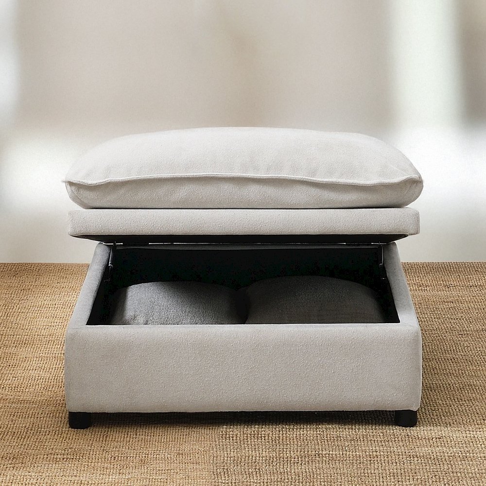Marisa Modular Ottoman w/Storage Beige Boucle. Picture 6