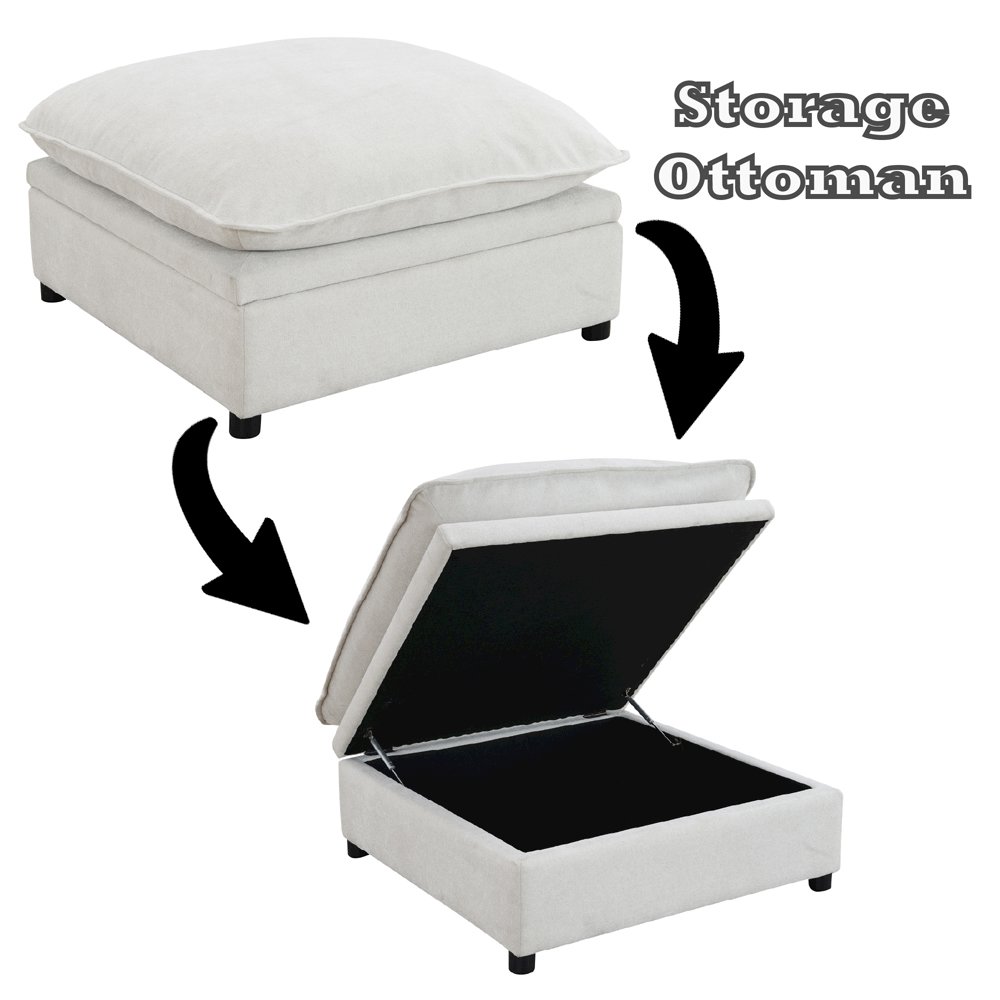 Marisa Modular Ottoman w/Storage Beige Boucle. Picture 9