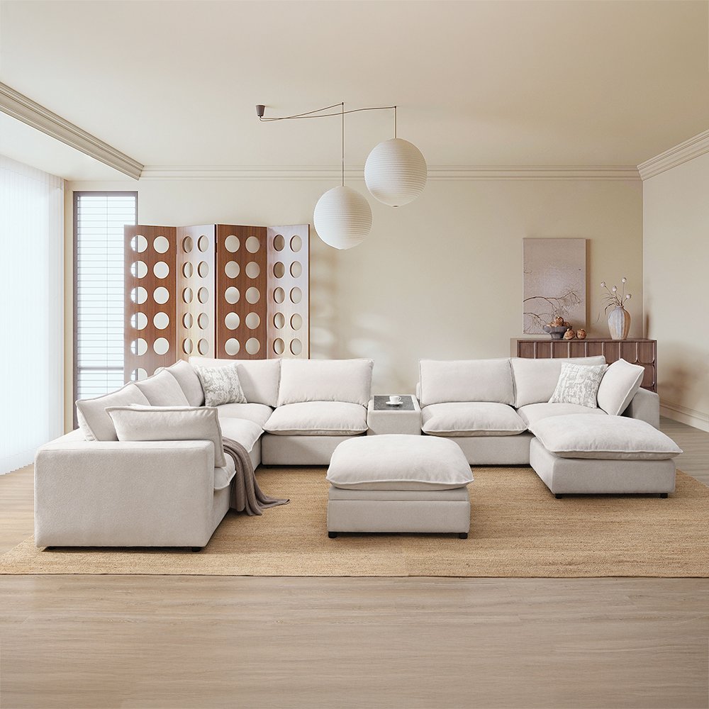 Marisa Modular Ottoman w/Storage Beige Boucle. Picture 10