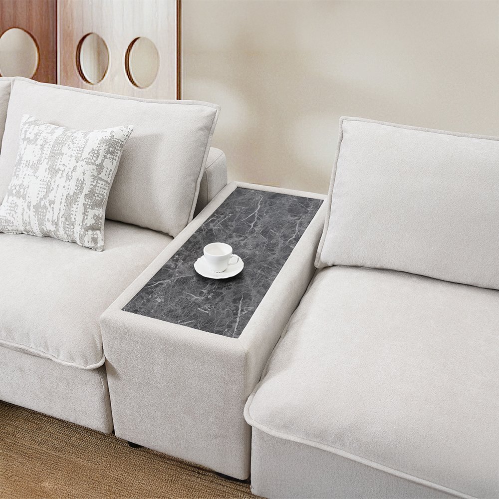 Marisa Modular Console Beige Boucle. Picture 1