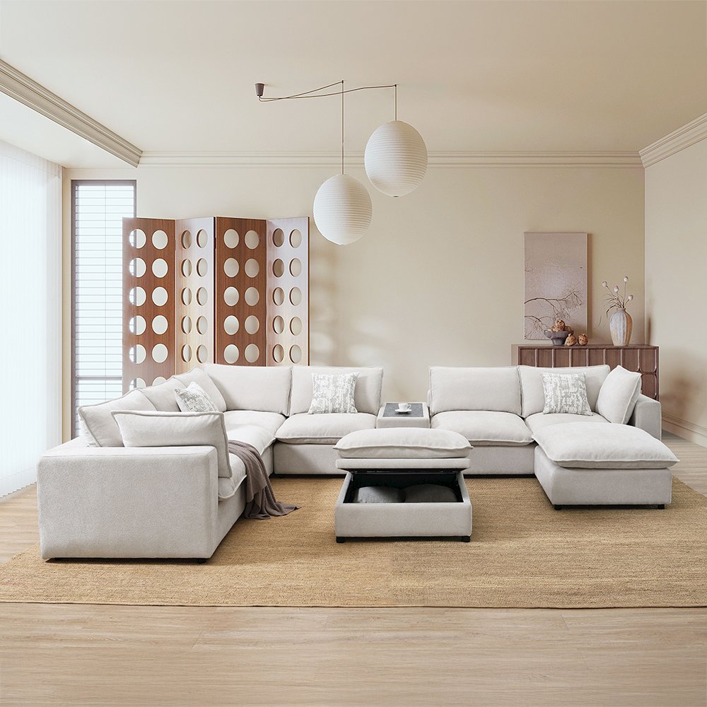 Marisa Modular Console Beige Boucle. Picture 5