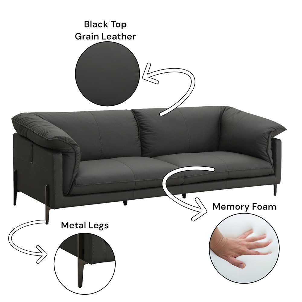 Tadi Sofa Black Top Grain Leather. Picture 9