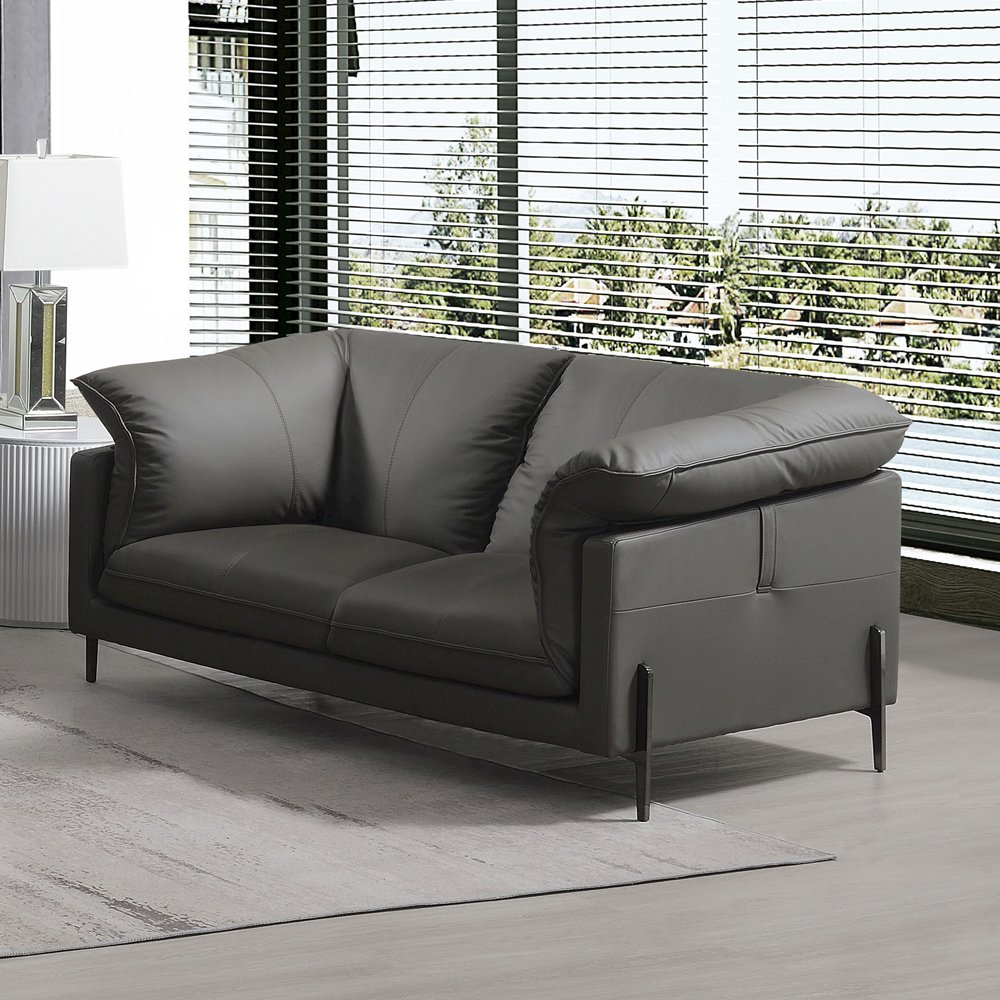 Tadi Loveseat Black Top Grain Leather. Picture 1