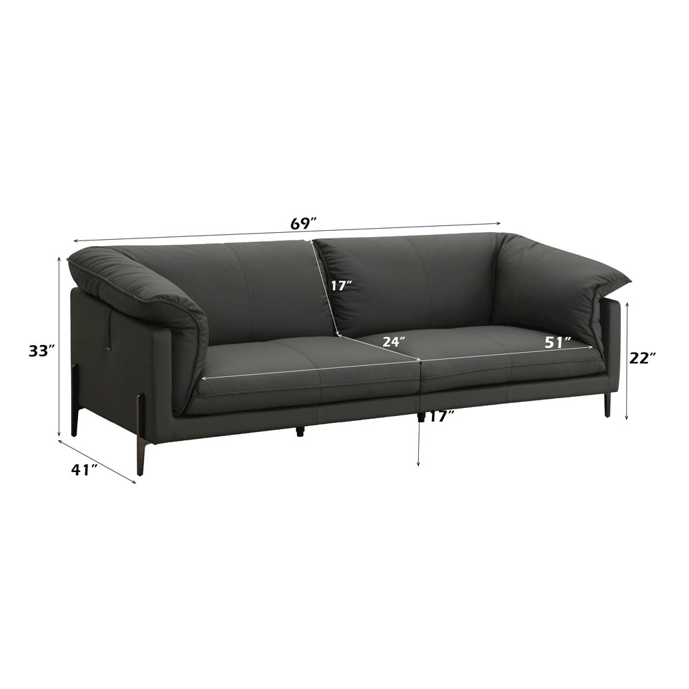 Tadi Loveseat Black Top Grain Leather. Picture 6