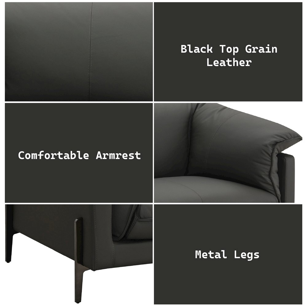 Tadi Loveseat Black Top Grain Leather. Picture 8