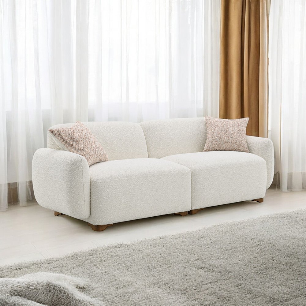 Darius Sofa w/2 Pillows Beige Boucle. Picture 1