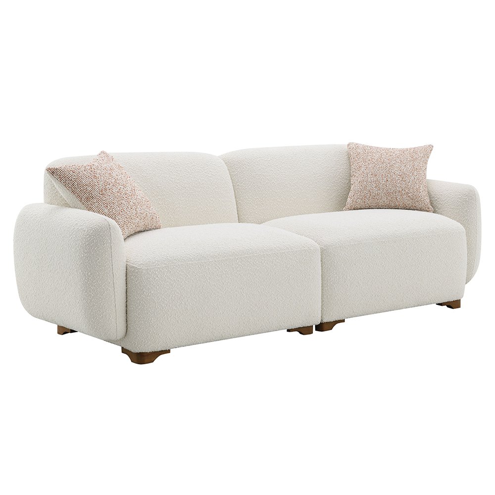 Darius Sofa w/2 Pillows Beige Boucle. Picture 2