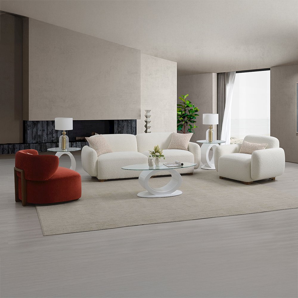 Darius Sofa w/2 Pillows Beige Boucle. Picture 7