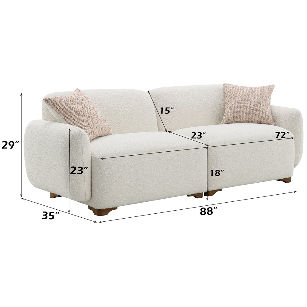 Darius Sofa w/2 Pillows Beige Boucle. Picture 8
