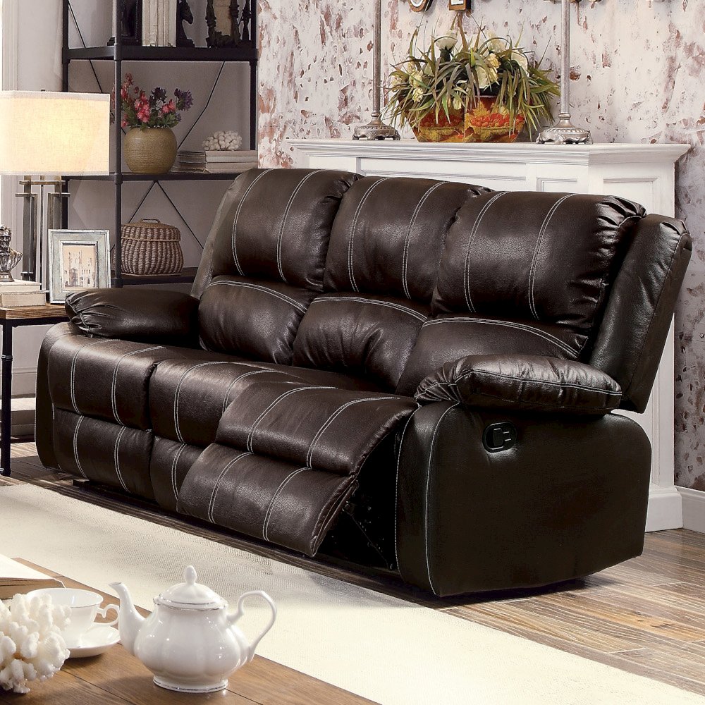 Zuriel Motion Sofa Brown Synthetic Leather. Picture 1