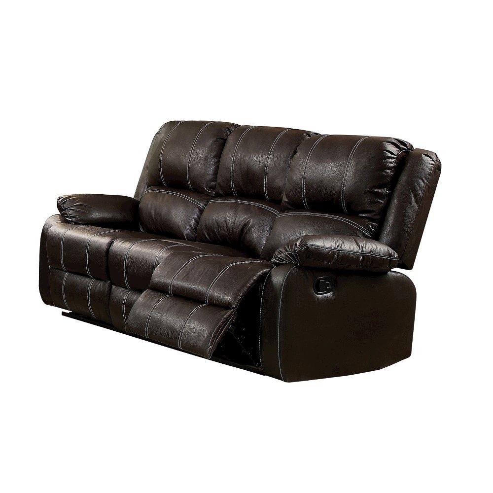 Zuriel Motion Sofa Brown Synthetic Leather. Picture 2