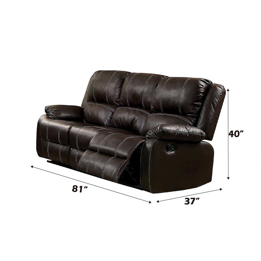 Zuriel Motion Sofa Brown Synthetic Leather. Picture 4