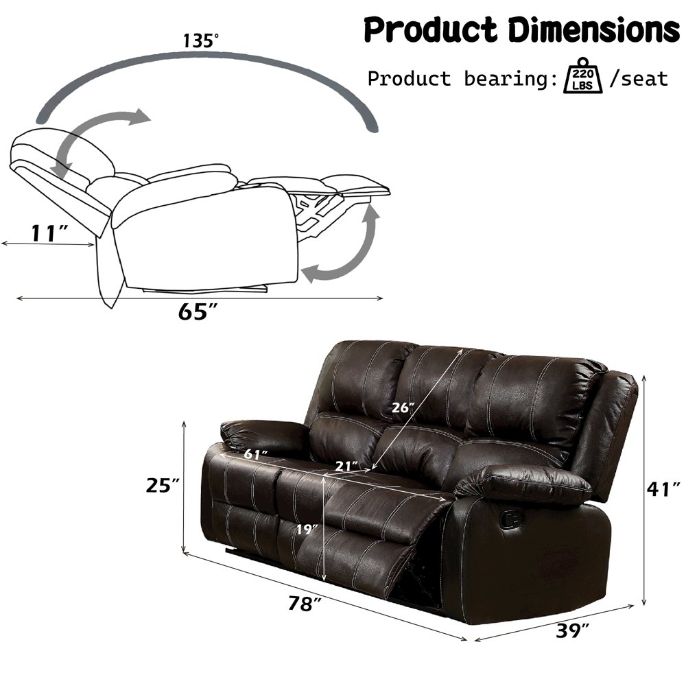 Zuriel Motion Sofa Brown Synthetic Leather. Picture 5