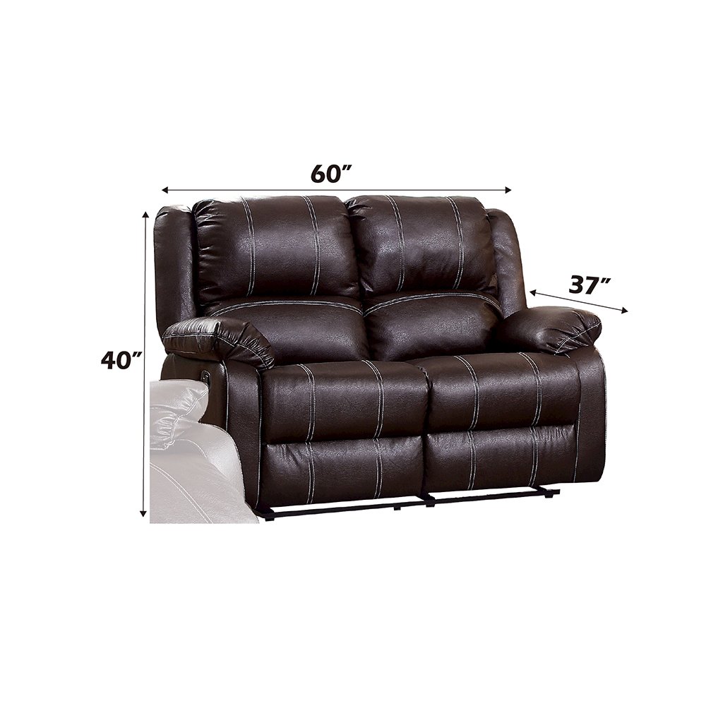 Zuriel Motion Loveseat Brown Synthetic Leather. Picture 4
