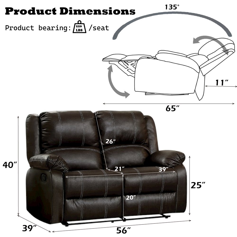 Zuriel Motion Loveseat Brown Synthetic Leather. Picture 5