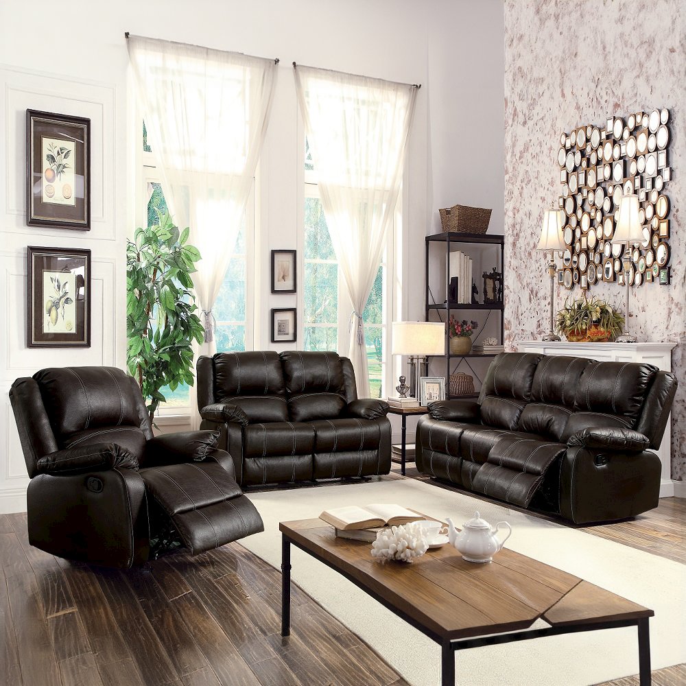Zuriel Motion Loveseat Brown Synthetic Leather. Picture 3