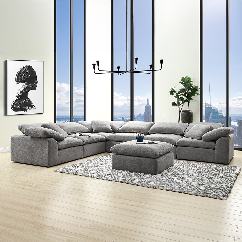 Naveen Modular - Armless Chair Gray Linen. Picture 6