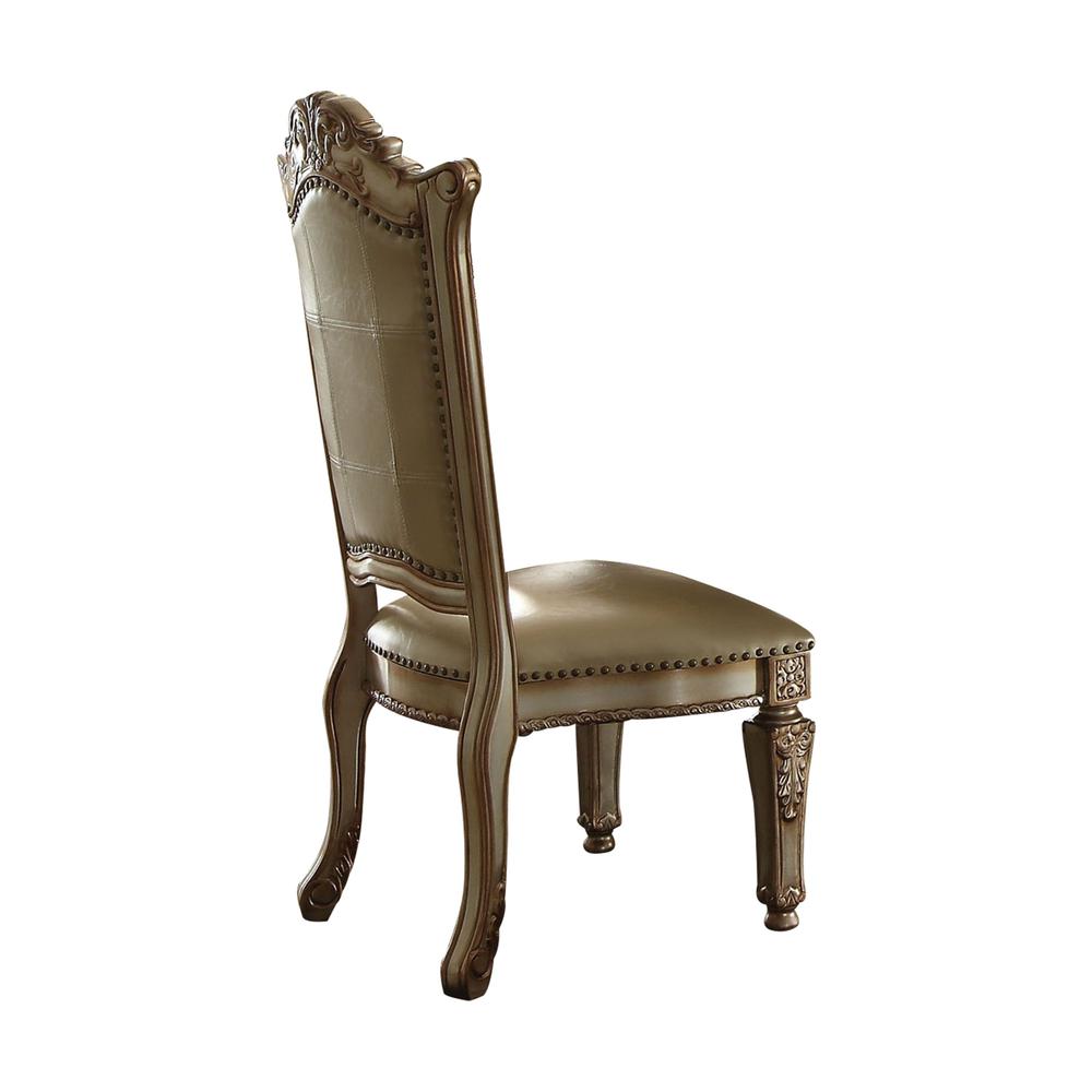 Vendome Side Chair (Set-2) Bone Synthetic Leather & Gold Patina. Picture 2