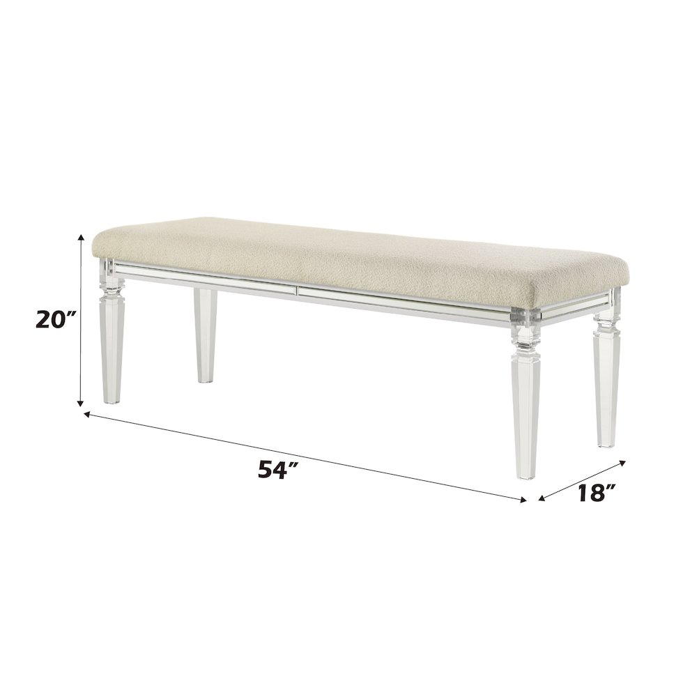 Tarian Bench Pearl White. Picture 2