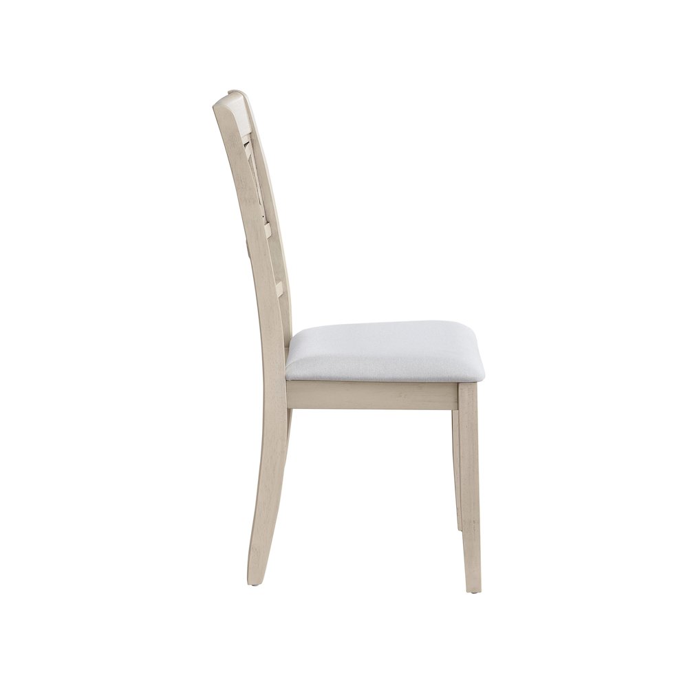 Ferris Side Chair (Set-2) in Beige Linen & Antique Bone White Finish. Picture 4