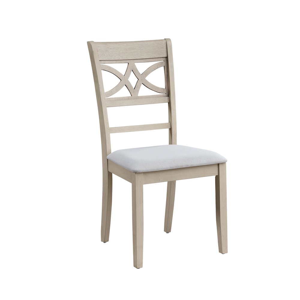 Ferris Side Chair (Set-2) in Beige Linen & Antique Bone White Finish. Picture 1