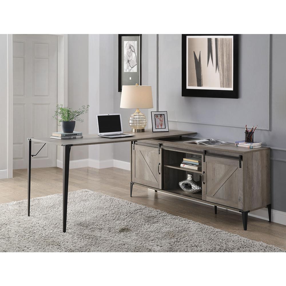 ACME Zakwani Writing Desk, Gray Oak & Black Finish. Picture 1