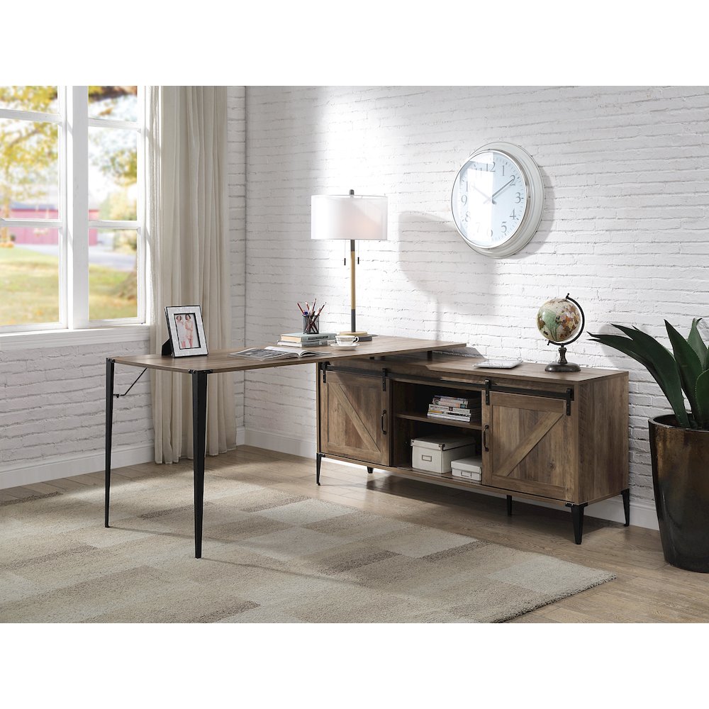 Zakwani Writing Desk-Table Rustic Oak & Black. Picture 6