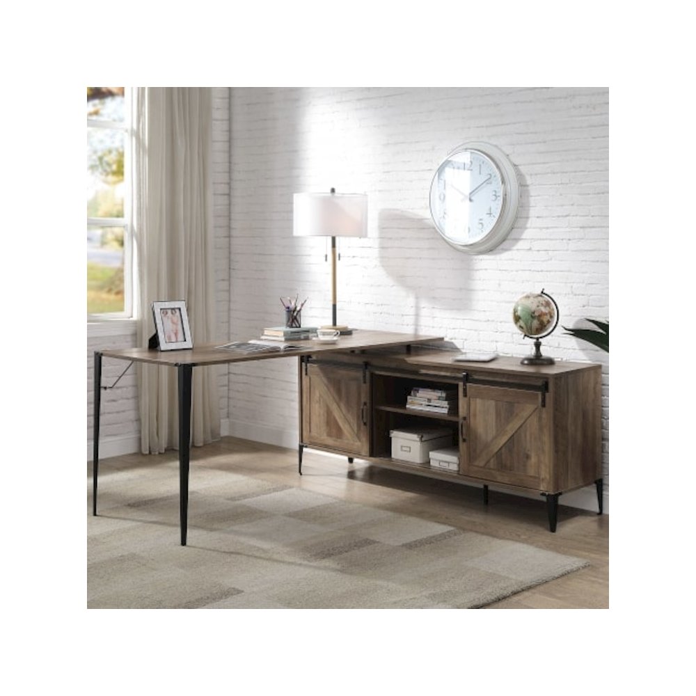 Zakwani Writing Desk-Table Rustic Oak & Black. Picture 1